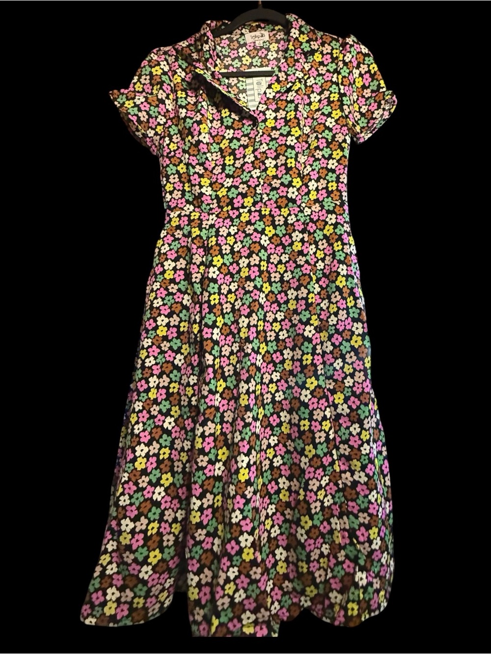 Tulip B Vintage Vibes Retro Style Floral Summer Dress Pockets NWT